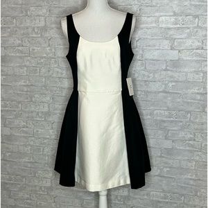 H by Halston cream and black sleeveless back zip dress size 10